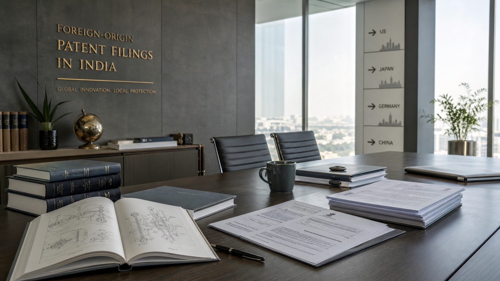 Patent filing documents arranged for foreign-origin India patent work